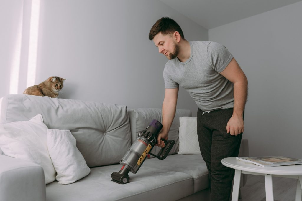 man preparing for rental inspection